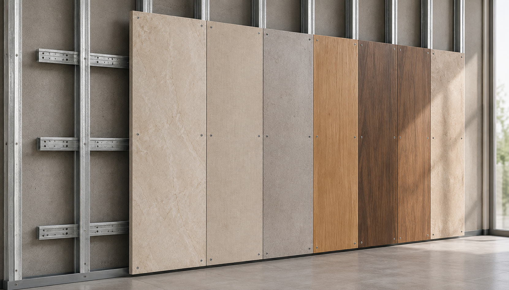 ArkiDecor decorative mineral panels installed over a framed interior wall