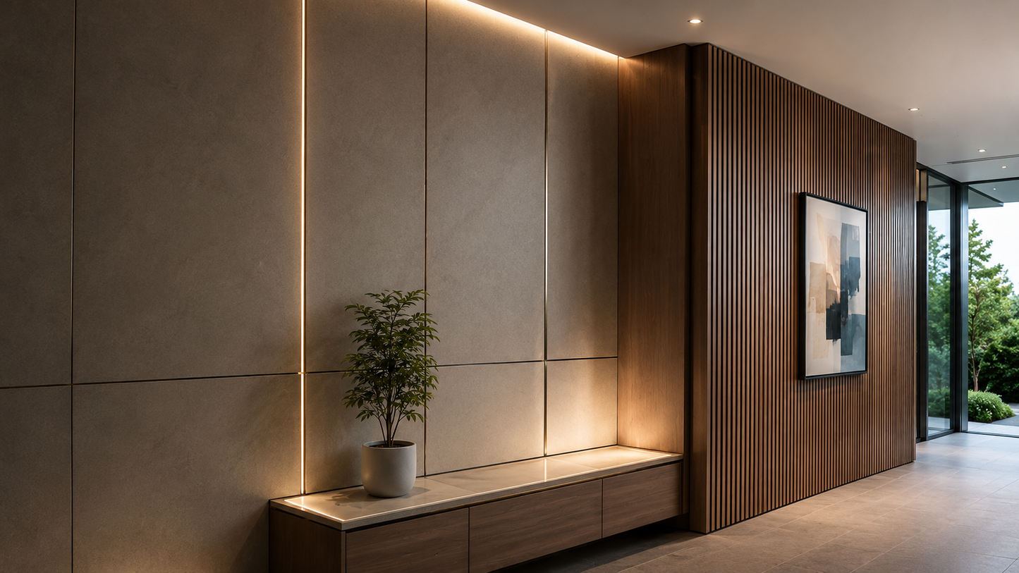 ArkiTrim panel connection system used with architectural mineral wall panels